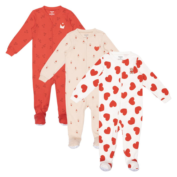 Pekkle Infant Organic Cotton Valentine's Day Sleeper, 3-pack