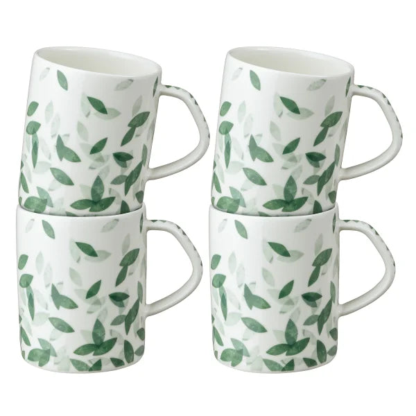 Denby Carved Deco Mugs, 4-pieces