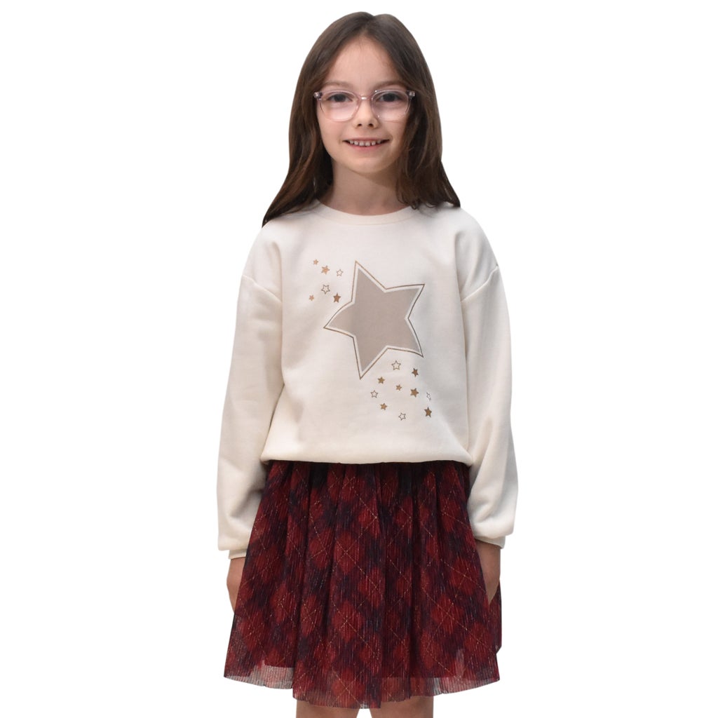 Happy Kids Girls Popover and Mesh Skirt - Red