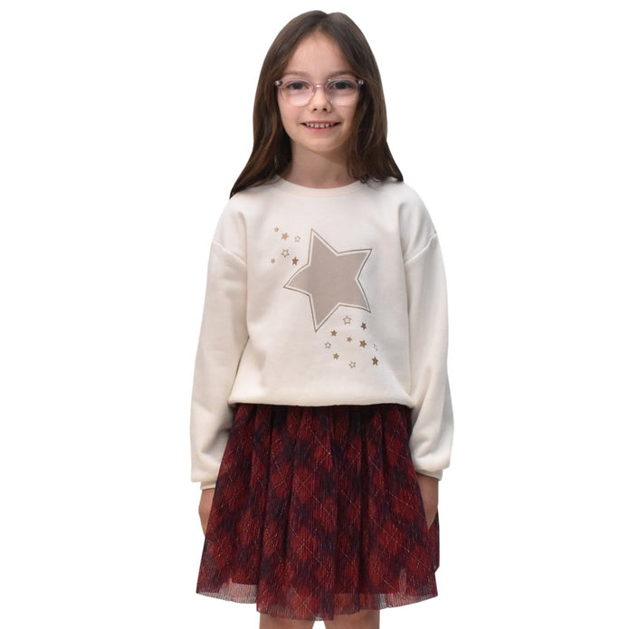 Happy Kids Girls Popover and Mesh Skirt - Red