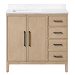 OVE Decors Codey Vanity in Sahara Birch Finish with Calacatta Quartz Countertop