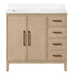 OVE Decors Codey Vanity in Sahara Birch Finish with Calacatta Quartz Countertop