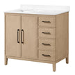OVE Decors Codey Vanity in Sahara Birch Finish with Calacatta Quartz Countertop