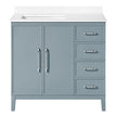 OVE Decors Codey Vanity in Blue Finish with Calacatta Quartz Countertop