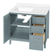 OVE Decors Codey Vanity in Blue Finish with Calacatta Quartz Countertop