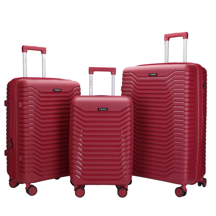 Tucci Presa Di Ferro - 3-piece Hardside Expandable Spinner Luggage Set - Red
