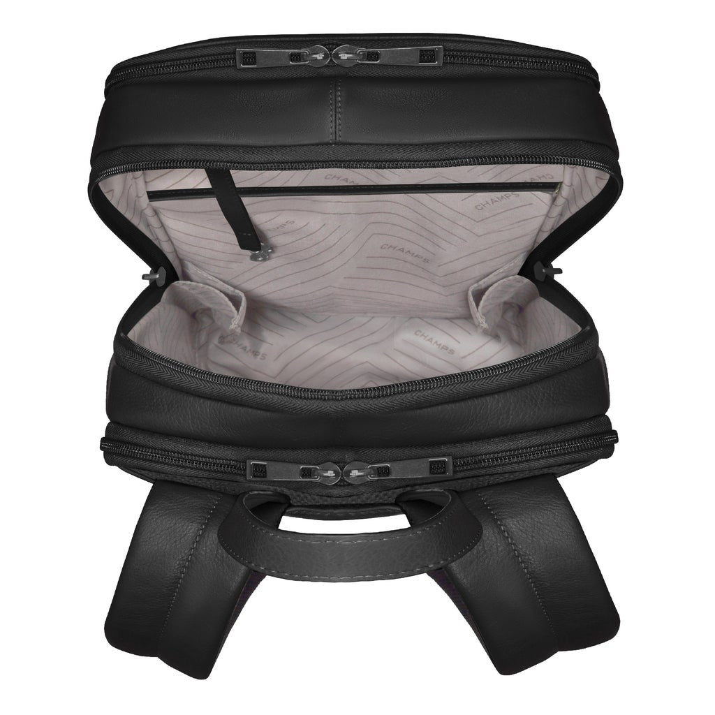 Champs Onyx Collection Classic Leather Backpack, 15 L