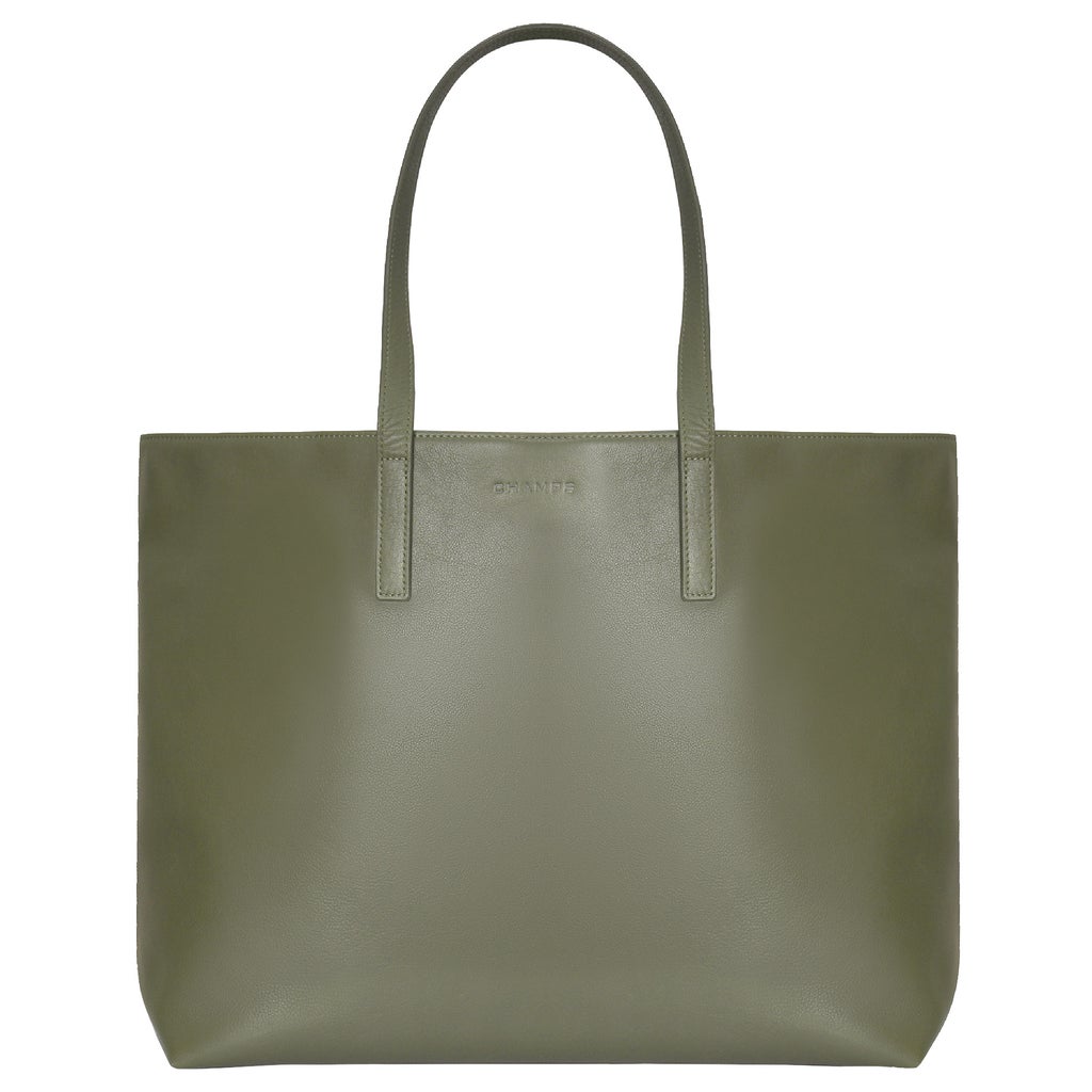 Champs Onyx Collection Leather Business Tote, 22 L - Green