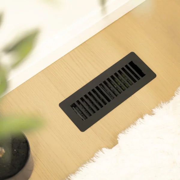 Manor House Textured Black, Low Profile Slotted Design Floor Registers, 4-pack