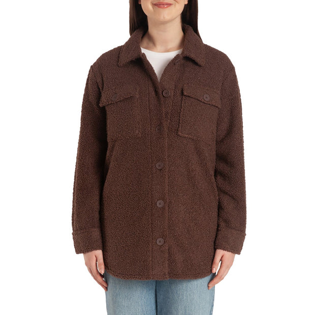 Lazypants Women's Teddy Sherpa Shacket - Brown
