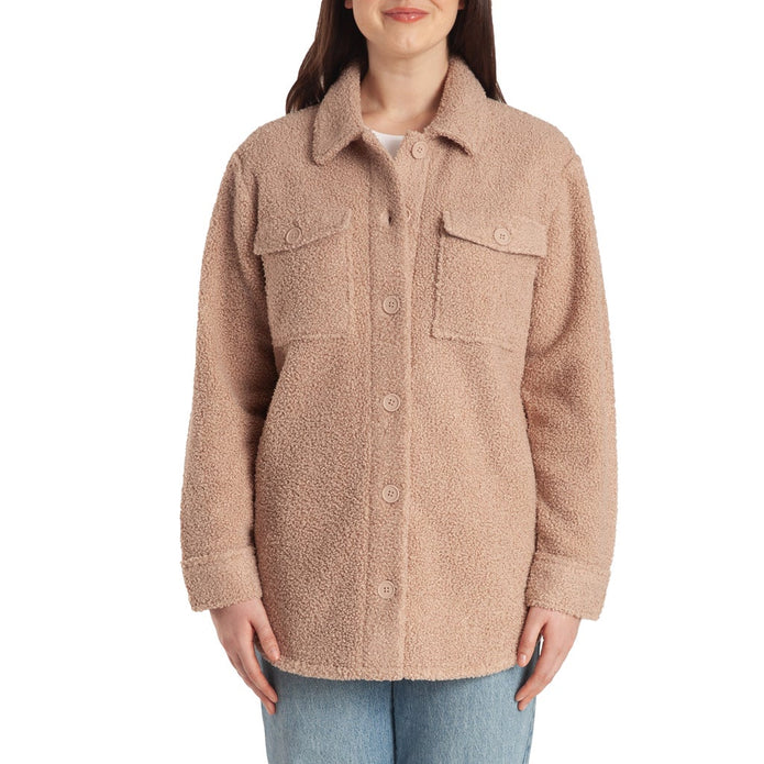 Lazypants Women's Teddy Sherpa Shacket - Taupe