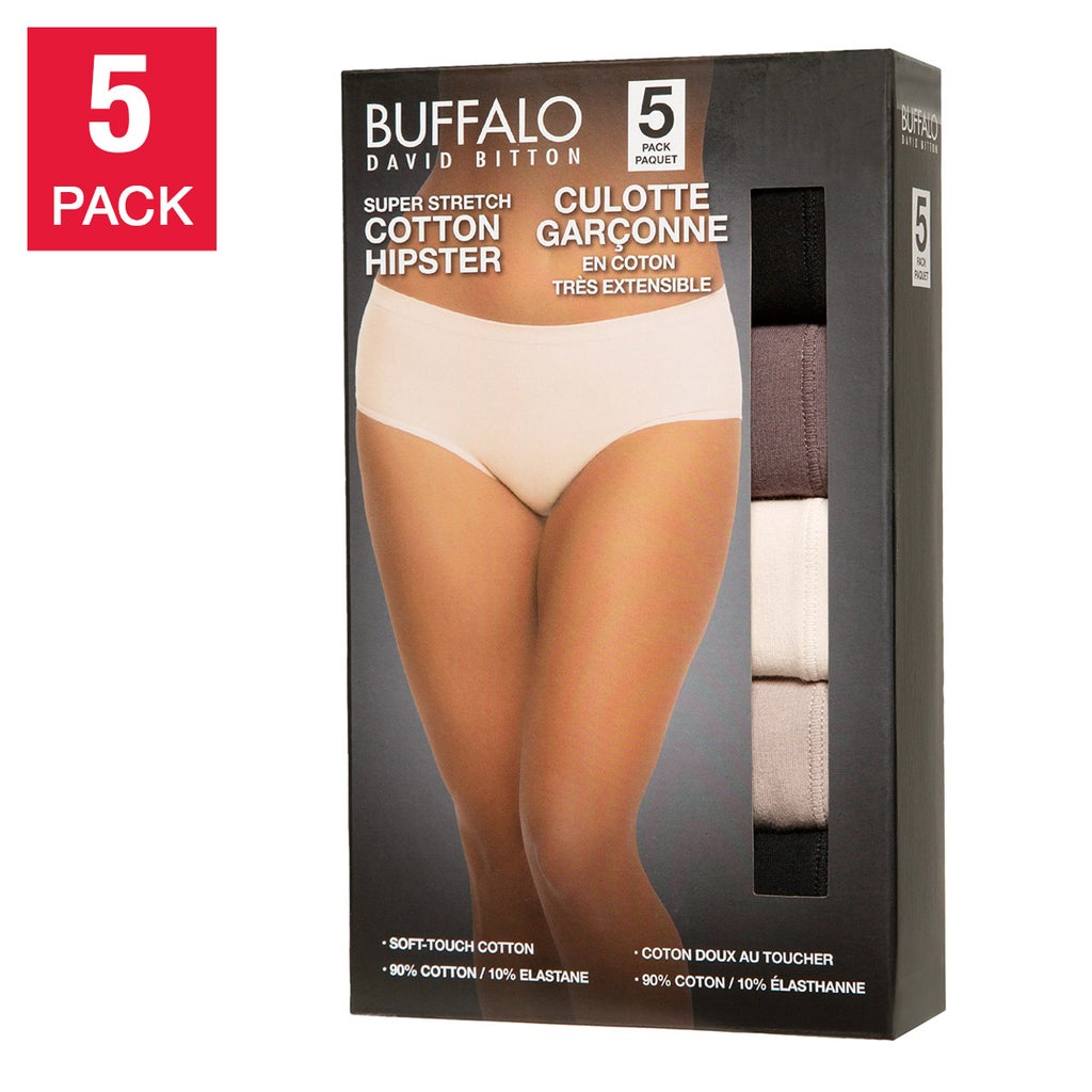 Buffalo Women's Cotton Hipster Briefs, 5-pack - Black