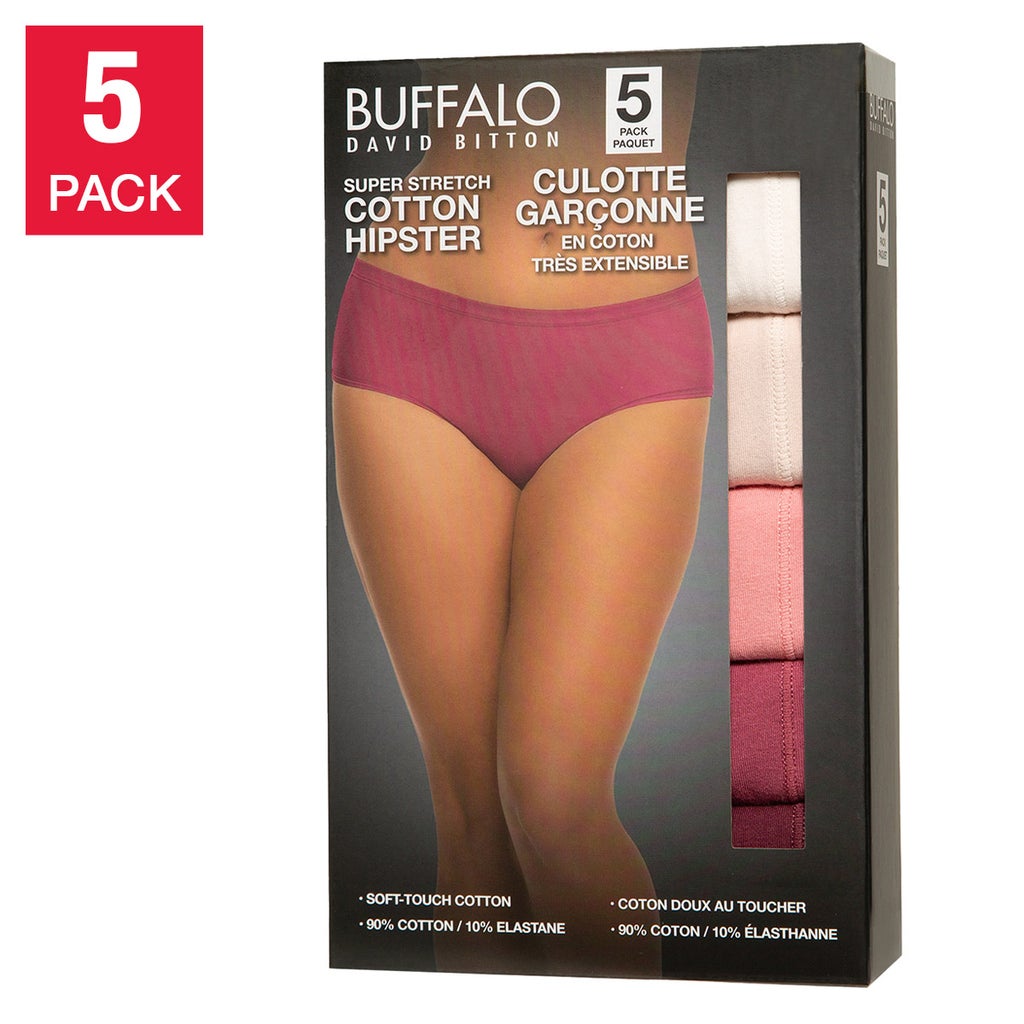 Buffalo Women's Cotton Hipster Briefs, 5-pack - Pink
