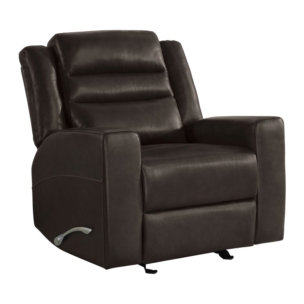 Monterrey Hills Top-grain Leather Glider Recliner with Arc Handle