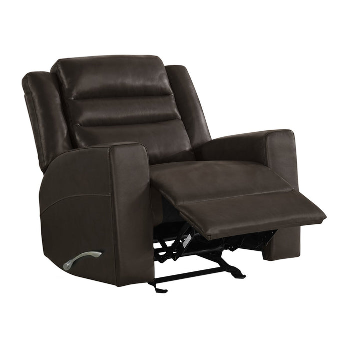 Monterrey Hills Top-grain Leather Glider Recliner with Arc Handle
