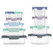 Ello Colour Lock Mixed Glass Meal Prep Food Storage Set, 20-piece