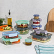 Ello Colour Lock Mixed Glass Meal Prep Food Storage Set, 20-piece