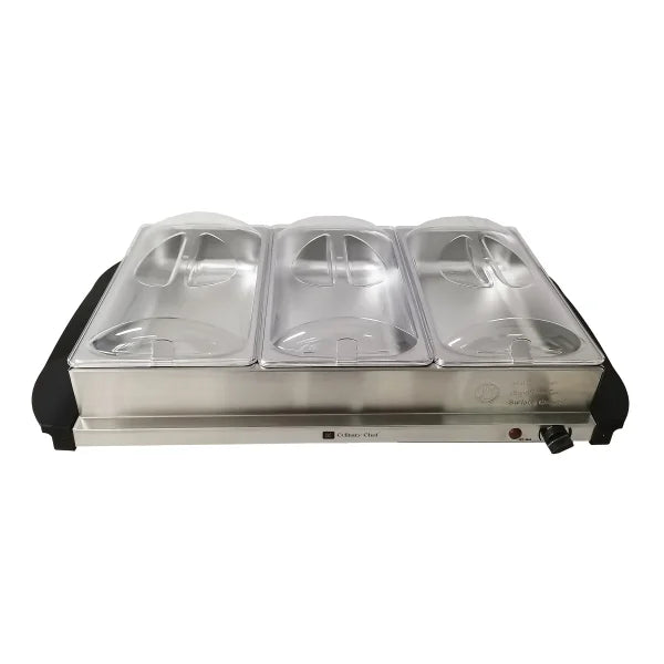 Culinary Chef Stainless Steel Triple Buffet Server and Food Warmer