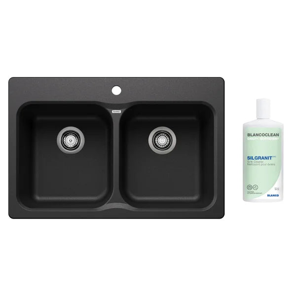 Blanco Vision 31.5 in. Double Bowl Dual Mount SILGRANIT Kitchen Sink
