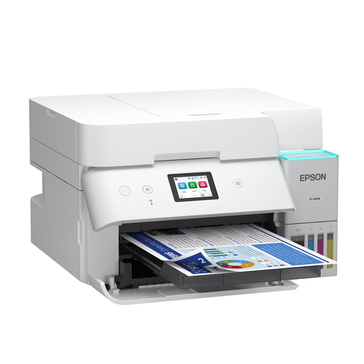 EcoTank ET-4958 White Wireless All-in-One Colour Supertank Printer with Bonus Black Ink Bottle