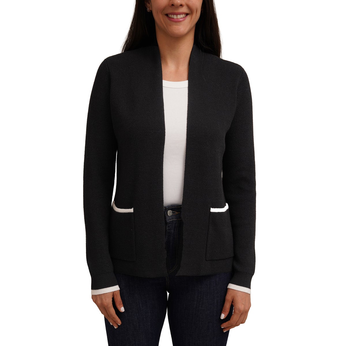 Cyrus Women's Open Cardigan with Contrast Trim