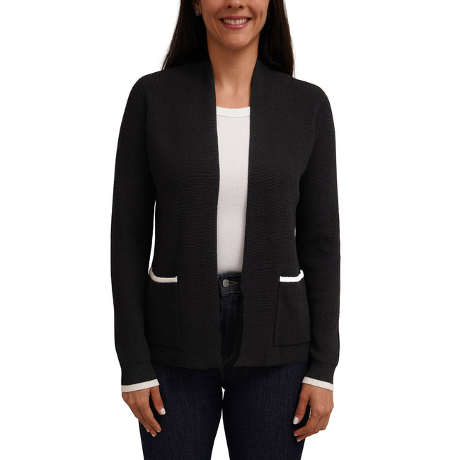 Cyrus Women's Open Cardigan with Contrast Trim