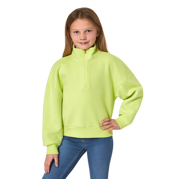Mondetta Kids Fleece Quarter Zip Top - Green