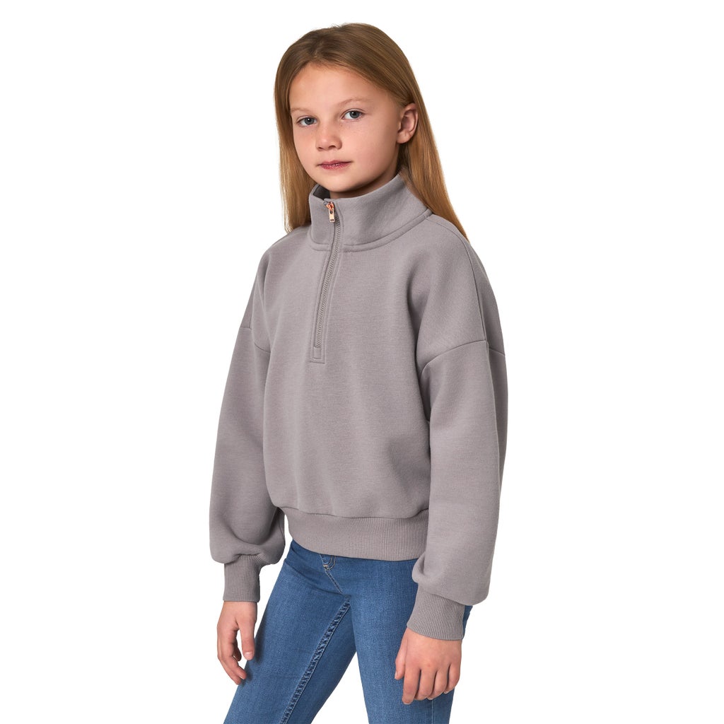 Mondetta Kids Fleece Quarter Zip Top - Grey