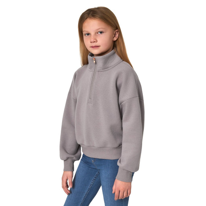 Mondetta Kids Fleece Quarter Zip Top - Grey