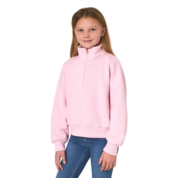 Mondetta Kids Fleece Quarter Zip Top - Pink