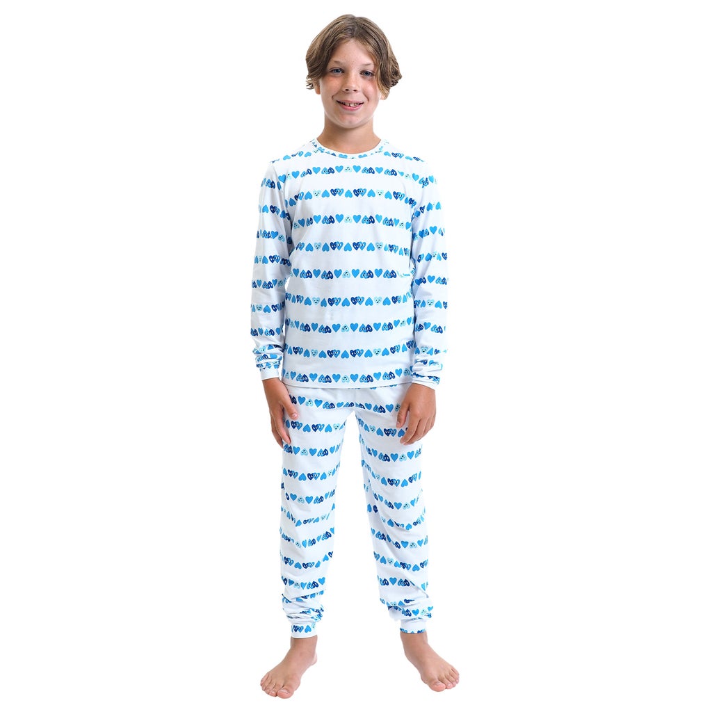 Kids Valentines Day Pajama Set, 2-piece - Blue