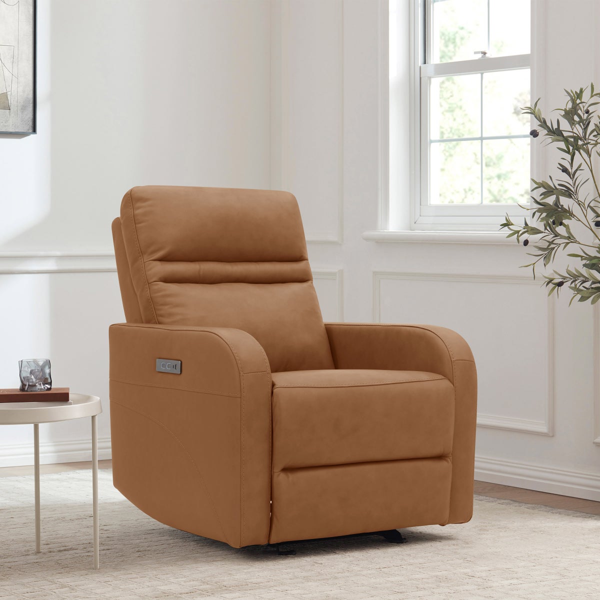 Gilman Creek Aldryn Top-grain Leather Glider Power Recliner, Brown