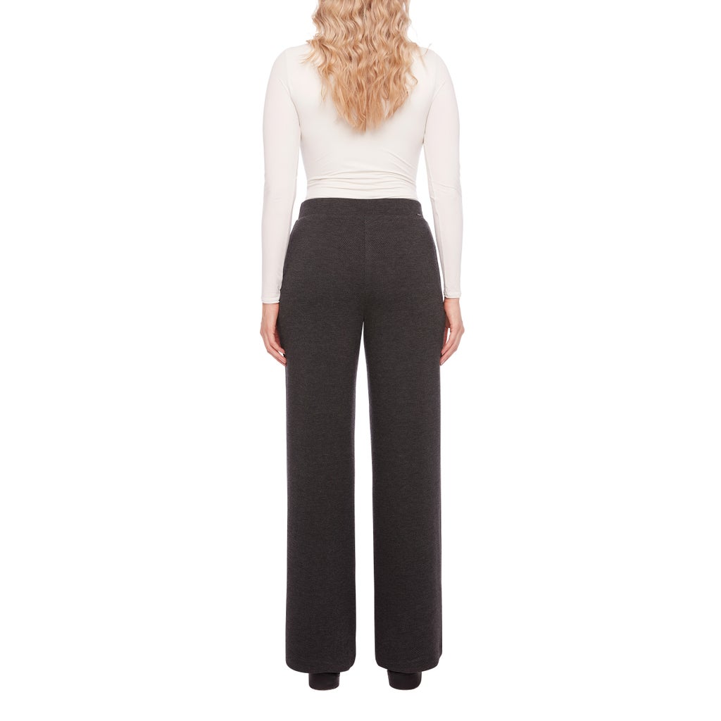 S.C. & CO. Women’s Stretch Knit Jacquard Pull-on Wide Leg Pant with Tummy Control