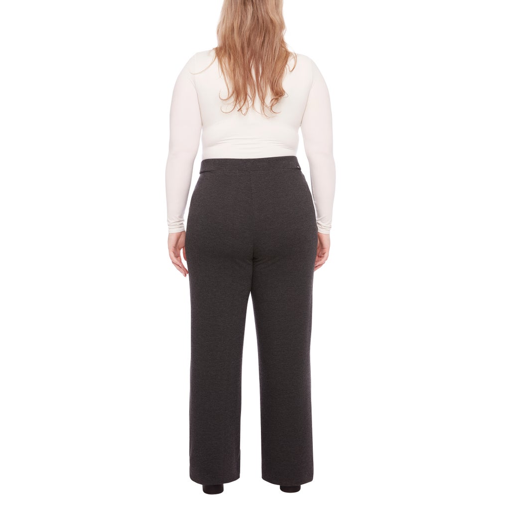 S.C. & CO. Women’s Stretch Knit Jacquard Pull-on Wide Leg Pant with Tummy Control