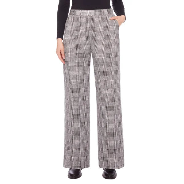 S.C. & CO. Women’s Stretch Knit Jacquard Pull-on Wide Leg Pant with Tummy Control