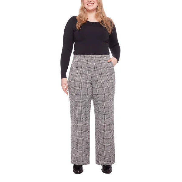 S.C. & CO. Women’s Stretch Knit Jacquard Pull-on Wide Leg Pant with Tummy Control