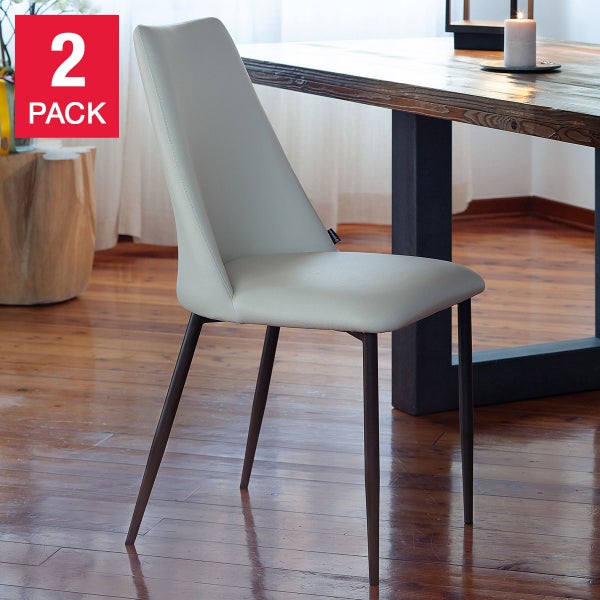 Flore Beige Dining Chair with Brown Metal Frame, 2-pack, Made in Italy