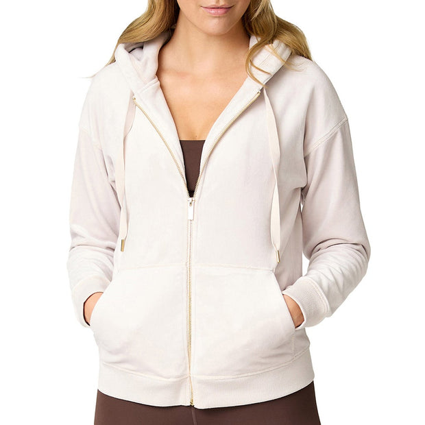Aurum Women’s Double Sided Velour Hoodie - Beige