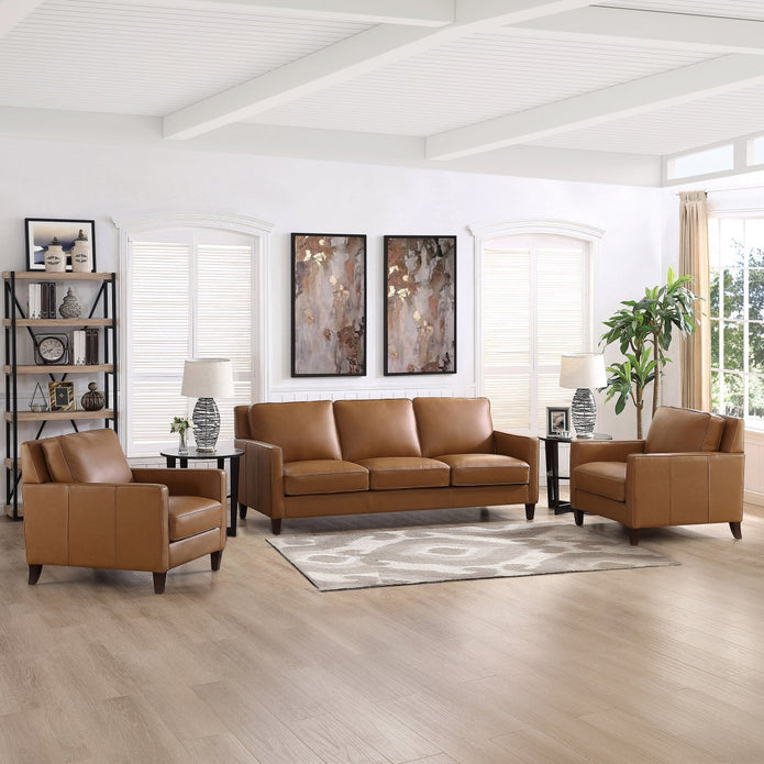 Prospera Home West Park Top-grain Leather Sofa and 2 Chairs