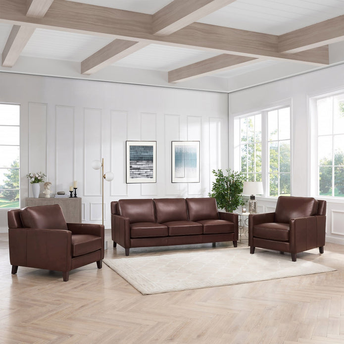 Prospera Home West Park Top-grain Leather Sofa and 2 Chairs