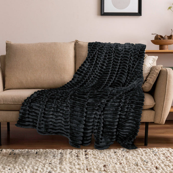 Wide Ribbed Flannel Blanket