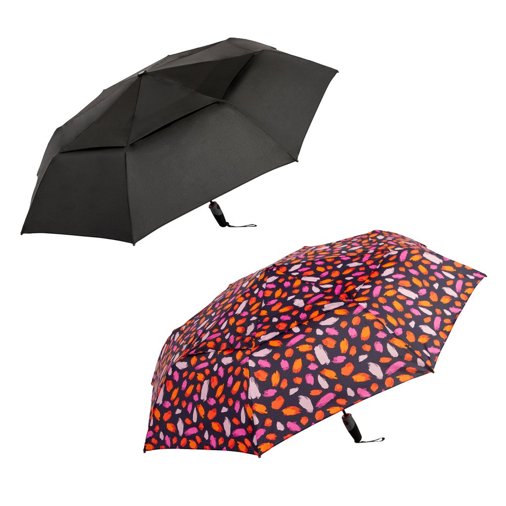 Shed Rain Windpro 117 cm (46 in.) Vented Automatic Compact Umbrella, 2-pack - Multi-Coloured