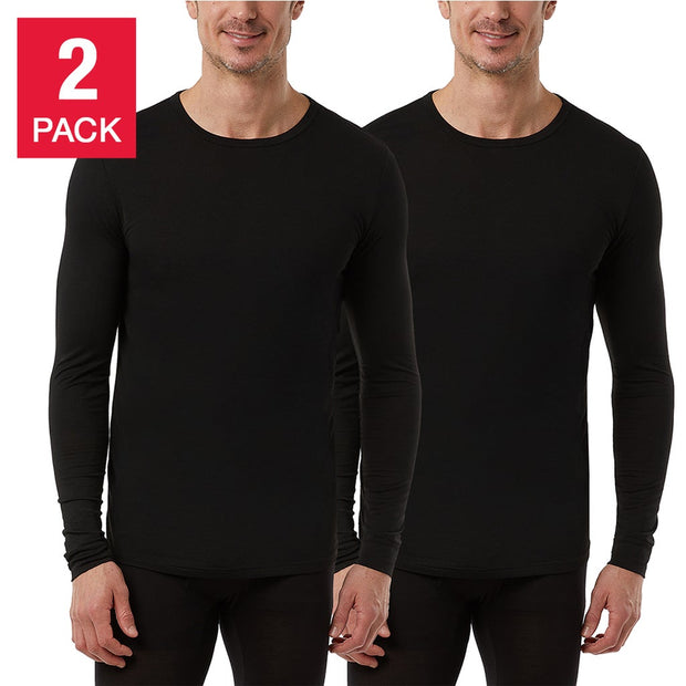32 Degrees Men’s Eco Heat Long Sleeve Baselayer Top, 2-pack - Black