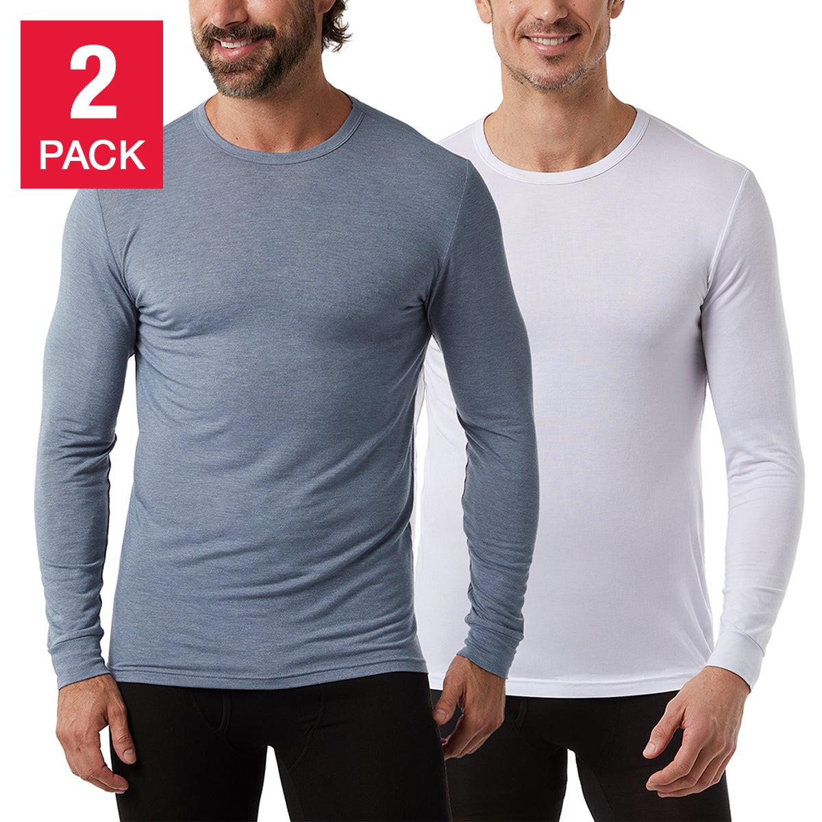 32 Degrees Men’s Eco Heat Long Sleeve Baselayer Top, 2-pack