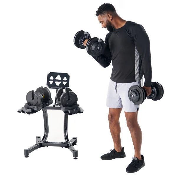 Echelon Adjustable Dumbbell Set With Stand, 7 - 52.5 lbs (3 - 23.5 kg)
