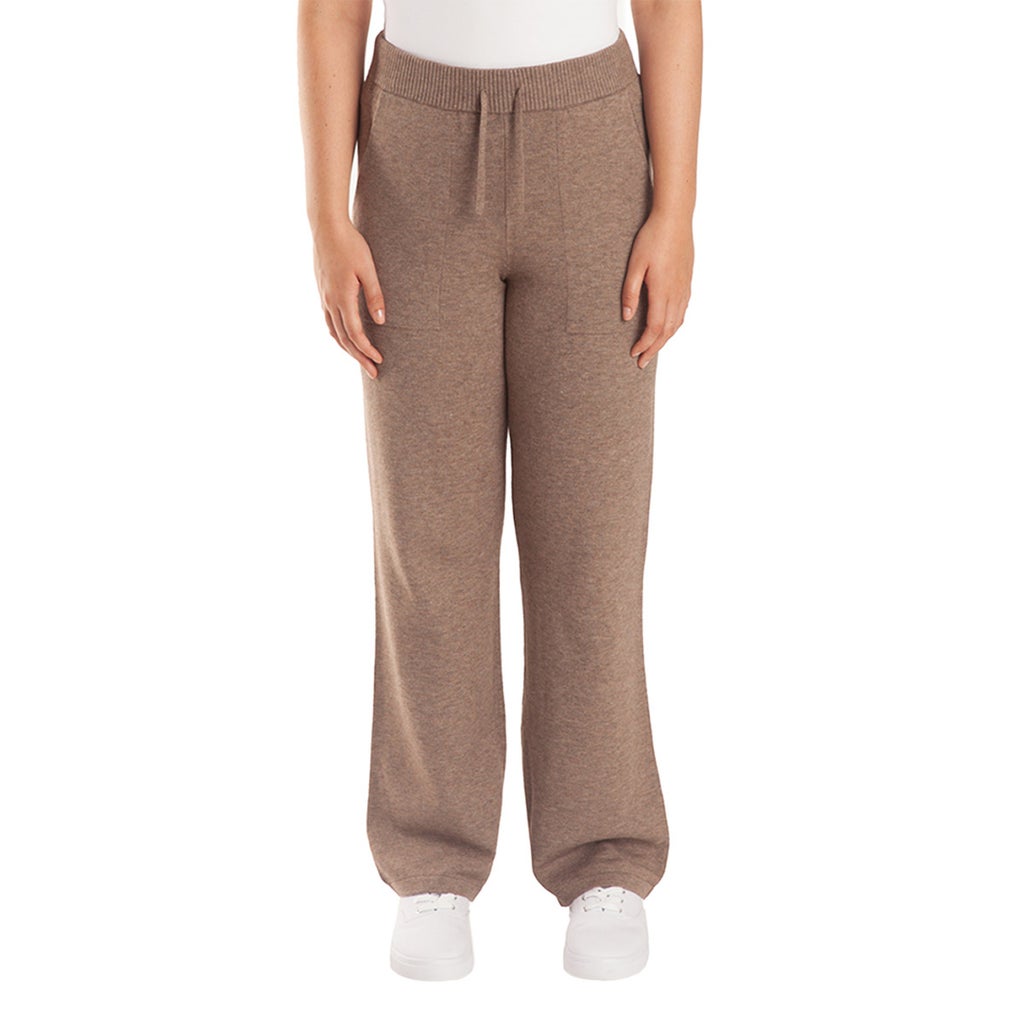 Lazypants Women’s Sweater Knit Straight Leg Pants - Taupe