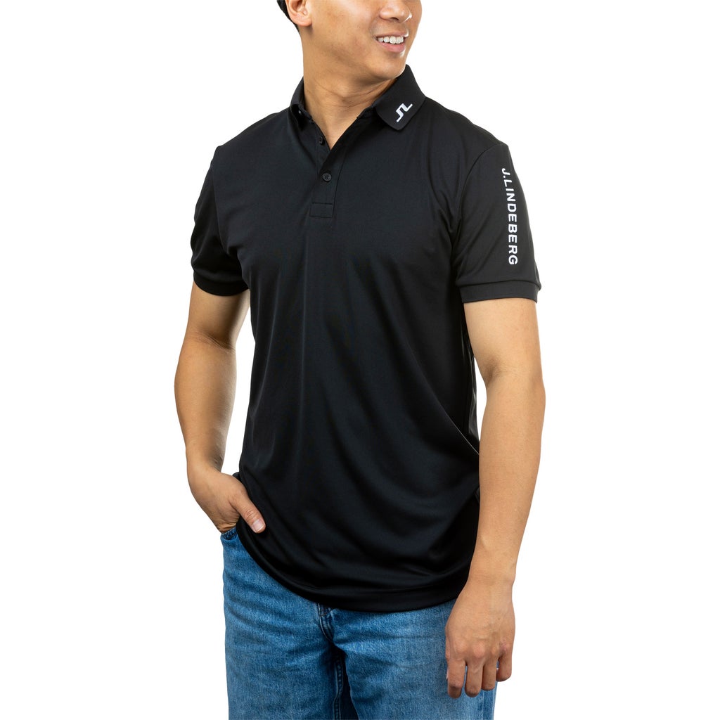 J. Lindeberg Men's Tour Tech Short Sleeve Polo - Black