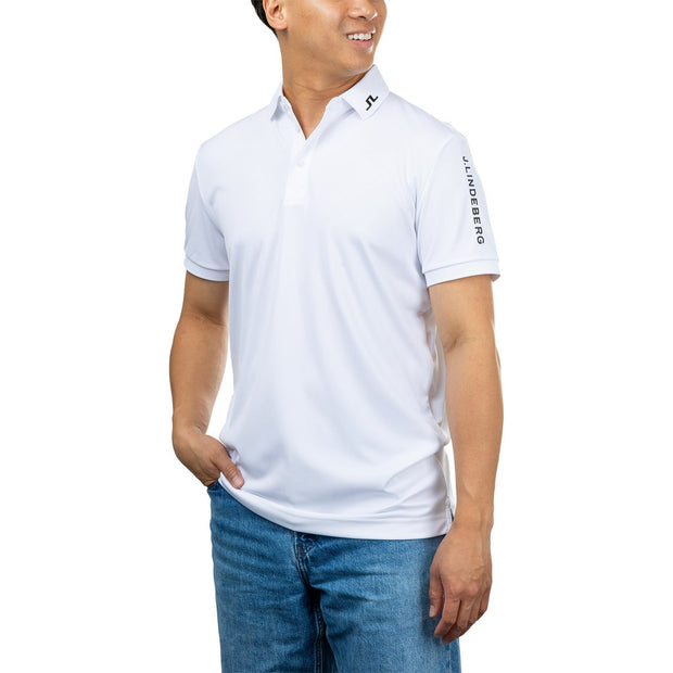 J. Lindeberg Men's Tour Tech Short Sleeve Polo - White