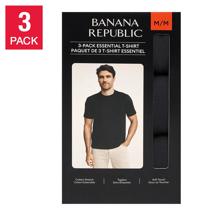 Banana Republic Men's Crew Neck T-Shirt, 3-pack - Black