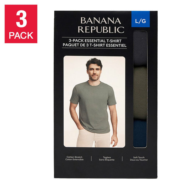 Banana Republic Men's Crew Neck T-Shirt, 3-pack - Multi-Coloured